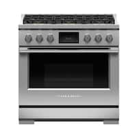 Fisher & Paykel - Professional 4.8 Cu. Ft. Freestanding Dual Fuel True Convection Range with Self-Cleaning - Stainless Steel/Black Glass - Front_Zoom