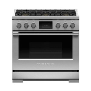 Fisher & Paykel - Professional 4.8 Cu. Ft. Freestanding Dual Fuel True Convection Range with Self-Cleaning - Stainless Steel/Black Glass