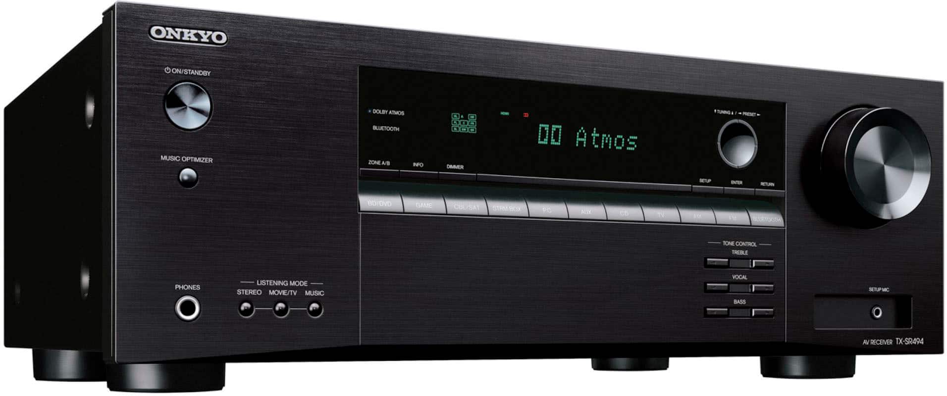 Angle. Onkyo - TX-SR494 7.2-Channel A/V Receiver - Black.