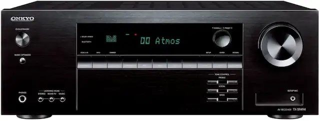 Front. Onkyo - TX-SR494 7.2-Channel A/V Receiver - Black.