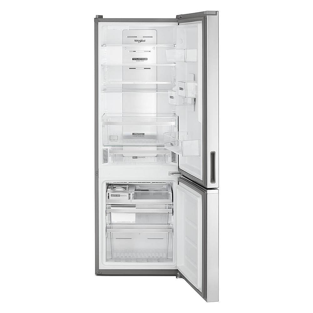 Angle View: Whirlpool - 12.7 Cu. Ft. Bottom-Freezer Counter-Depth Refrigerator - Stainless steel