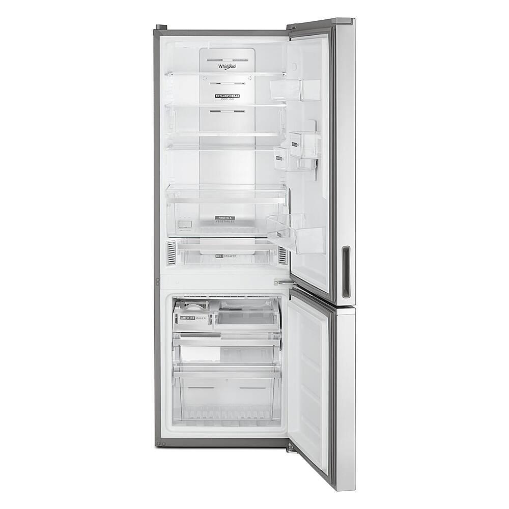 Angle. Whirlpool - 12.7 Cu. Ft. Garage Ready Bottom-Freezer Counter-Depth Refrigerator - Fingerprint Resistant Stainless Steel.