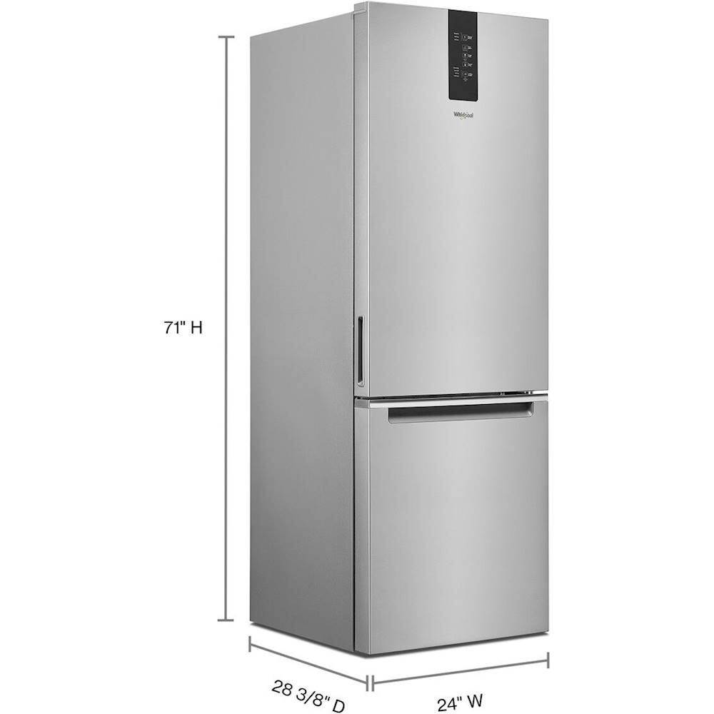 Alt View 4. Whirlpool - 12.7 Cu. Ft. Garage Ready Bottom-Freezer Counter-Depth Refrigerator - Fingerprint Resistant Stainless Steel.