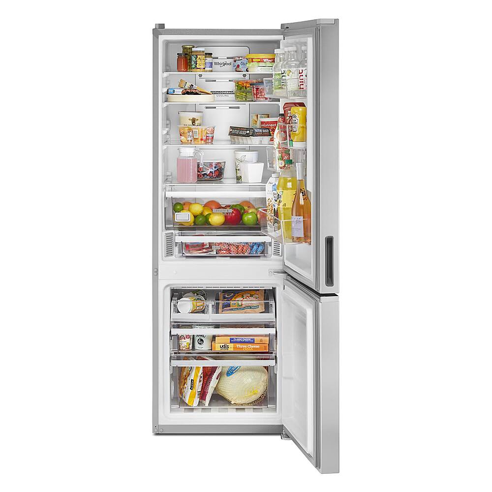 Left. Whirlpool - 12.7 Cu. Ft. Bottom-Freezer Counter-Depth Refrigerator - Fingerprint Resistant Stainless Steel.