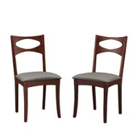 Walker Edison - Mid-Century Modern Foam & Linen Fabric Dining Chairs (Set of 2) - Acorn - Front_Zoom