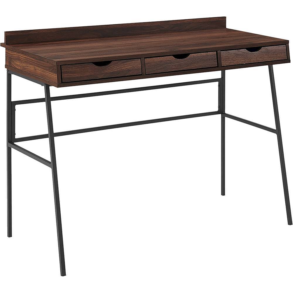 Angle View: Walker Edison - Modern Industrial 3-Drawer Wood Computer Desk - Dark Walnut