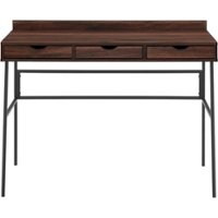 Walker Edison - Modern Industrial 3-Drawer Wood Computer Desk - Dark Walnut - Front_Zoom
