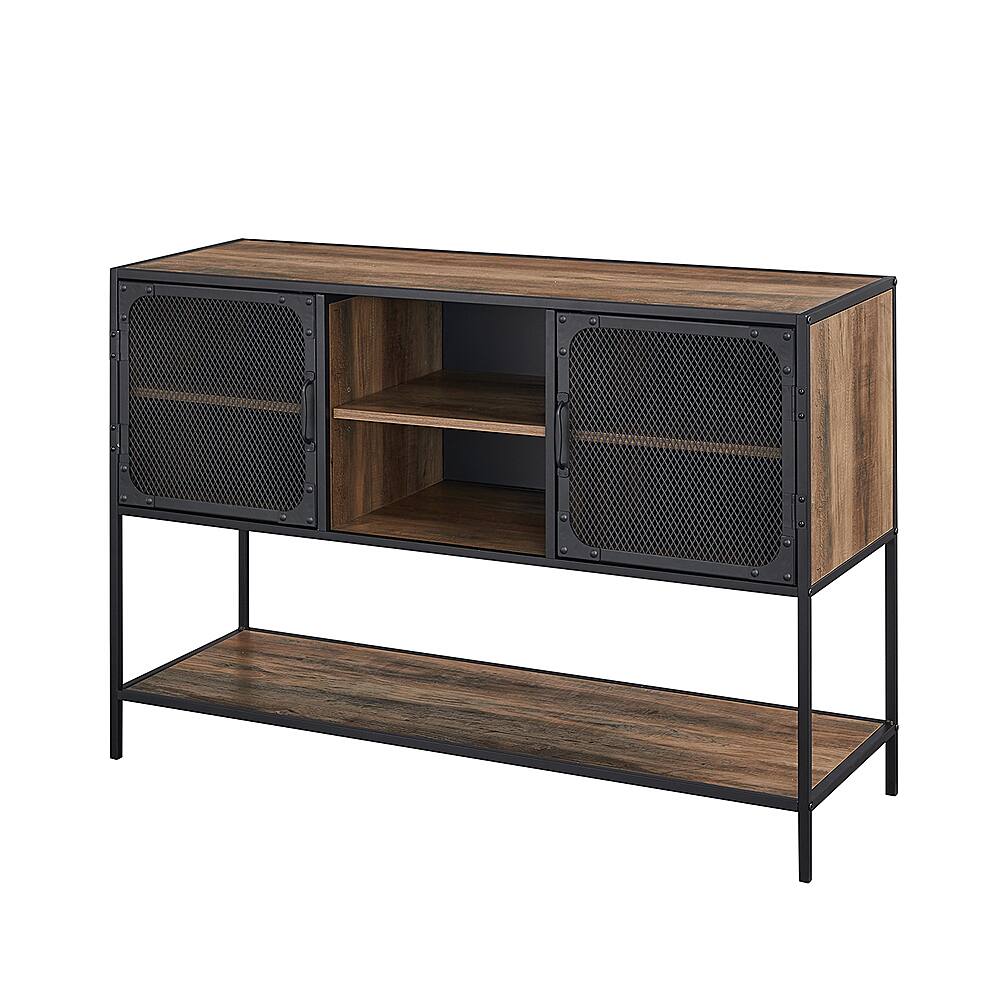 Left View: Walker Edison - Industrial Buffet Sideboard - Rustic Oak