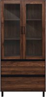 Walker Edison - 2-Drawer Storage Armoire Bookcase Cabinet - Dark Walnut - Front_Zoom