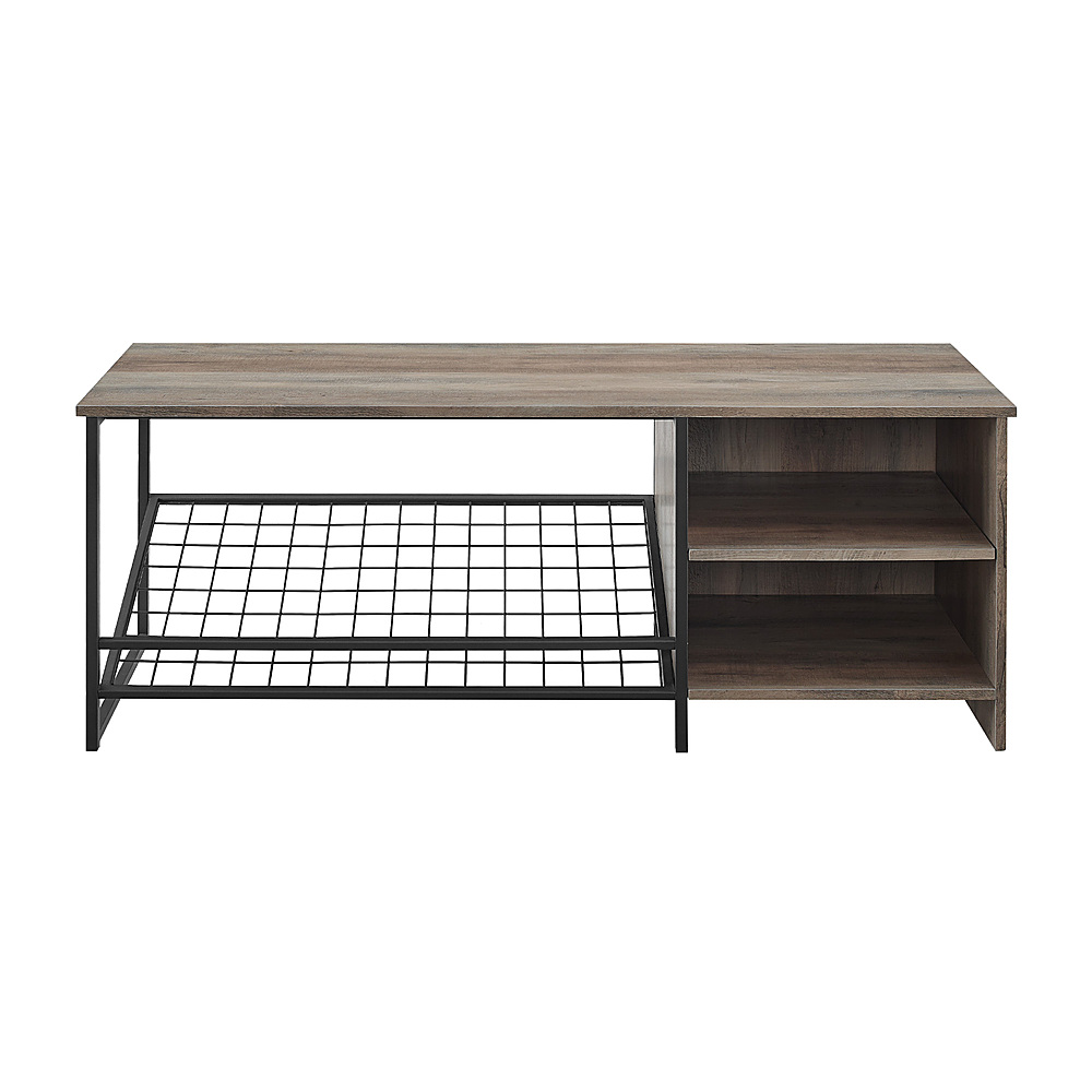 Walker Edison Rustic Industrial Entryway Shoe Rack Bench Gray Wash Bb48clygw Best Buy