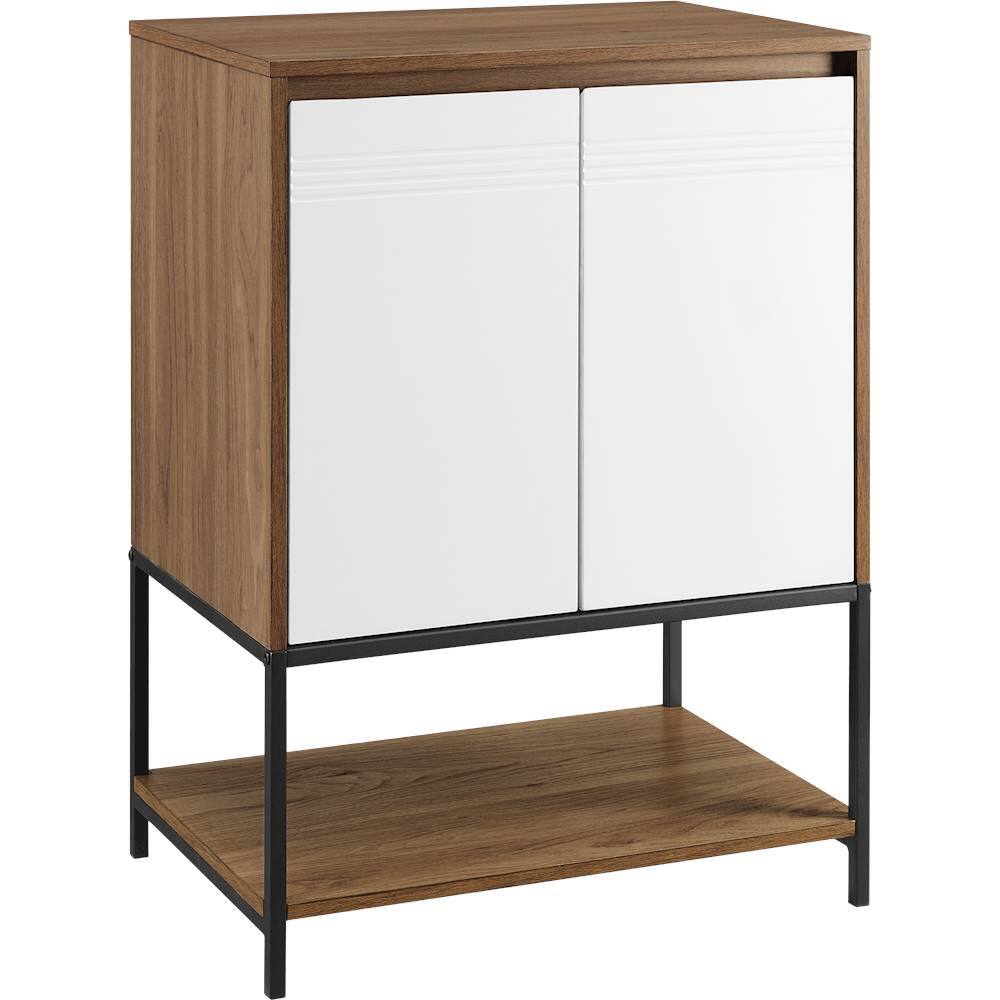 Angle View: Walker Edison - Modern MDF Accent Storage Cabinet - Solid White/English Oak