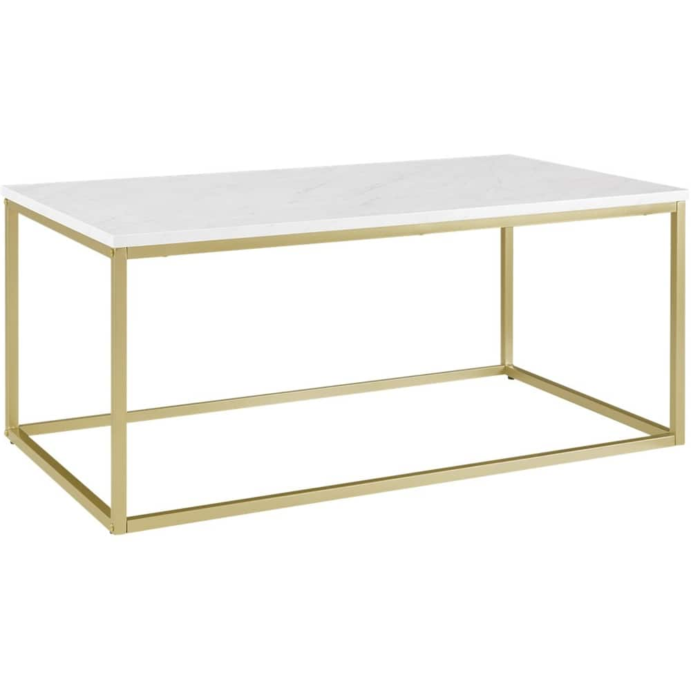 Left View: Walker Edison - Rectangular MDF/ Coffee Table - Faux Marble