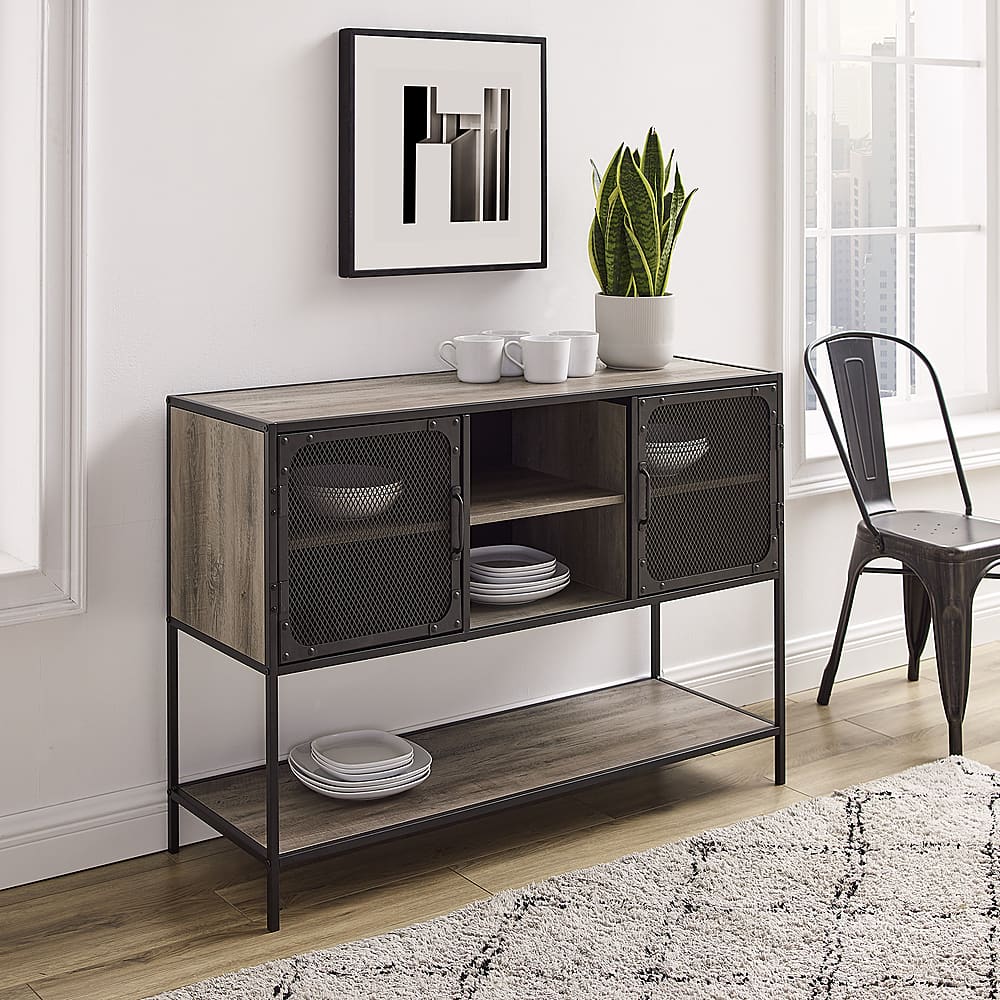 Best Buy: Walker Edison Industrial Buffet Sideboard Gray Wash BBU48SOIGW