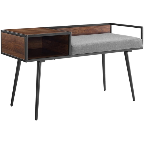 Walker Edison - Mid Century Modern Entryway Bench with Cubby - Gray