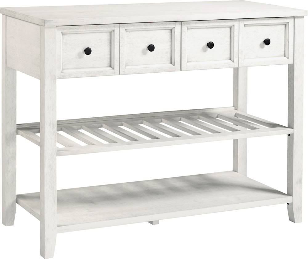 Angle View: Walker Edison - Traditional Solid Wood 2-Drawer Buffet Sideboard - White