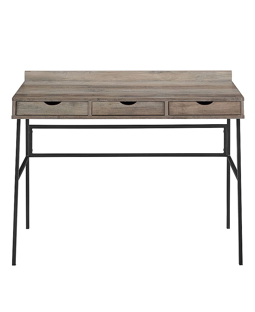 Front. Walker Edison - Modern Industrial 3-Drawer Wood Computer Desk - Gray Wash.