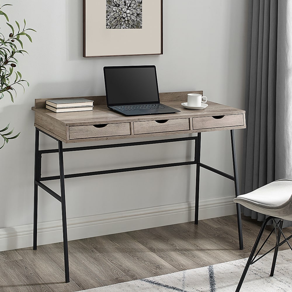 Alt View 14. Walker Edison - Modern Industrial 3-Drawer Wood Computer Desk - Gray Wash.