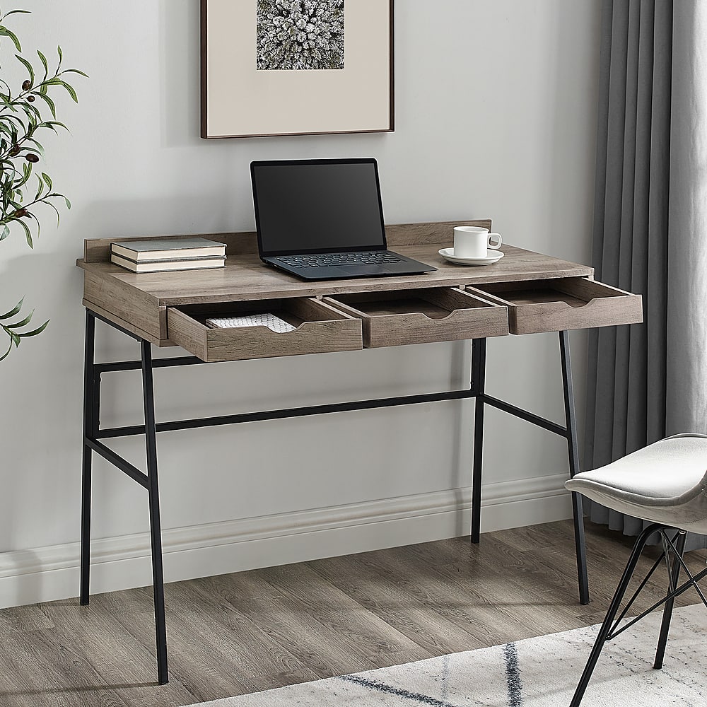 Alt View 15. Walker Edison - Modern Industrial 3-Drawer Wood Computer Desk - Gray Wash.