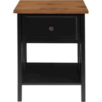 Walker Edison - Rectangular Solid Pine Wood 1-Drawer Side Table - Reclaimed Barnwood - Front_Zoom