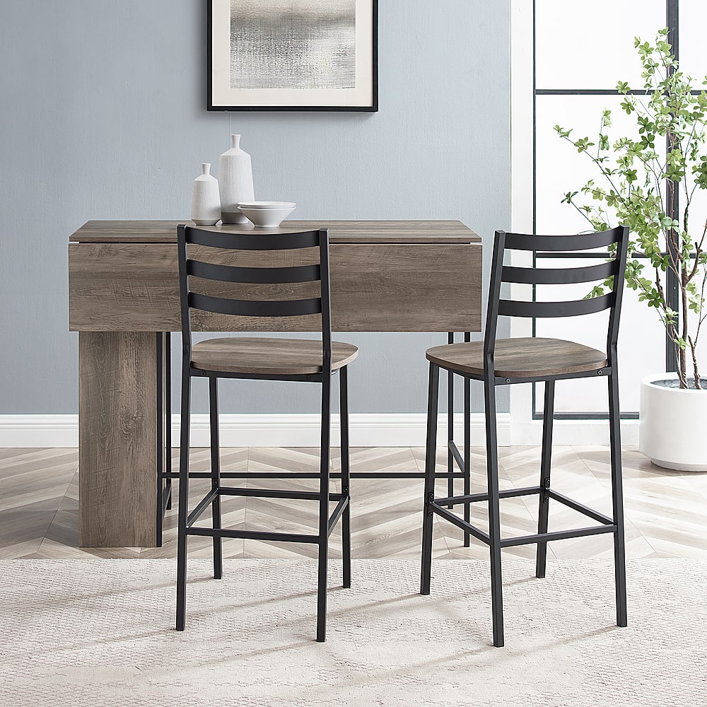 Alt View 13. Walker Edison - Rectangular Drop Leaf MDF Counter Table (Set of 3) - Gray Wash.