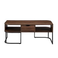 Walker Edison - Curved MDF/Durable Laminate 1-Drawer Coffee Table - Dark Walnut - Front_Zoom