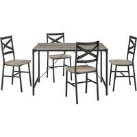 Walker Edison - Rectangular Rustic Angle Iron Dining Table (Set of 5) - Gray Wash - Front_Zoom