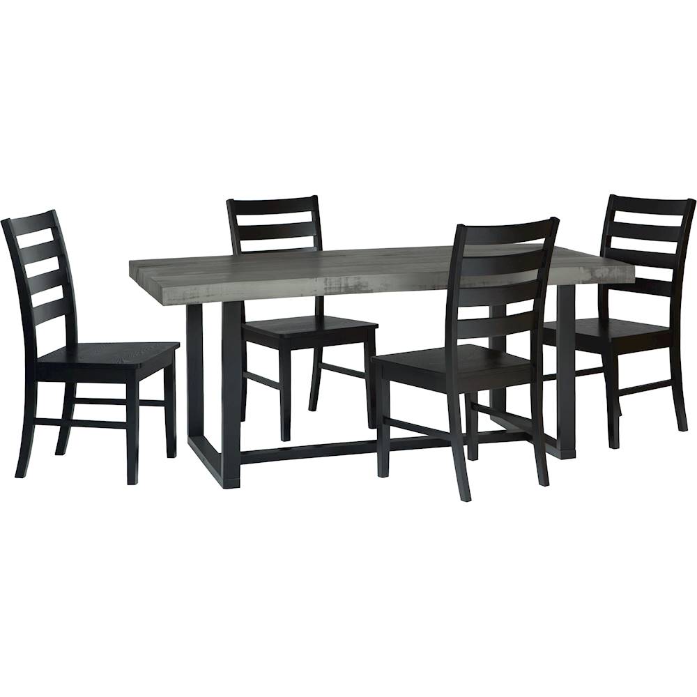 Walker Edison Rectangular Farmhouse Dining Table (Set of 5) Gray/Black ...