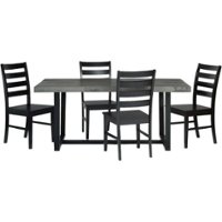 Walker Edison - Rectangular Farmhouse Dining Table (Set of 5) - Gray/Black - Front_Zoom