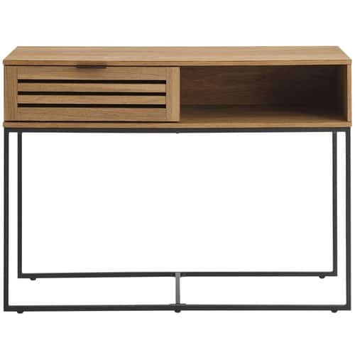 Walker Edison - Rectangular Modern MDF Entryway Table - Dark Walnut/English Oak