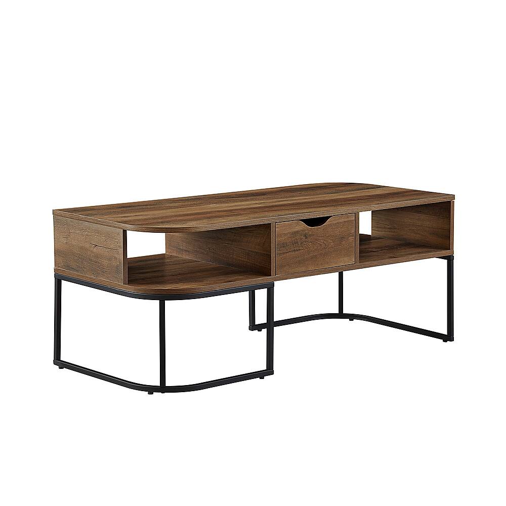 Angle View: Walker Edison - Metal and Wood Modern MDF/Durable Laminate Coffee Table - Dark Walnut