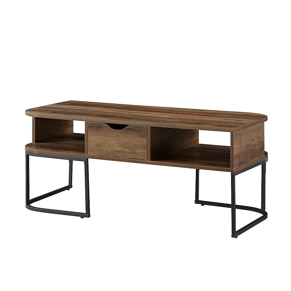 Left View: Walker Edison - Molly Vintage MDF/Laminate 2-Drawer Coffee Table - Birch