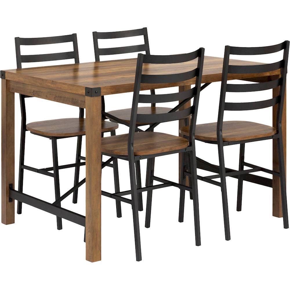 Angle View: Walker Edison - Rectangular Industrial Dining Table (Set of 5) - Reclaimed Barnwood