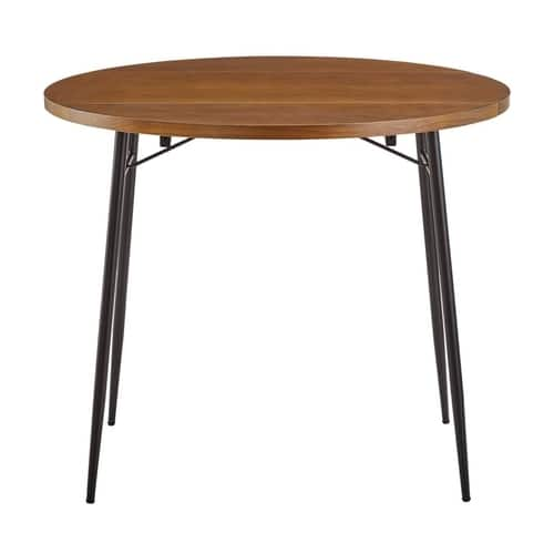 Walker Edison - Round Contemporary MDF/Laminate Table - Dark Walnut