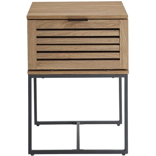 Walker Edison - Slat door Contemporary MDF/High-Density Laminate Side Table - English Oak