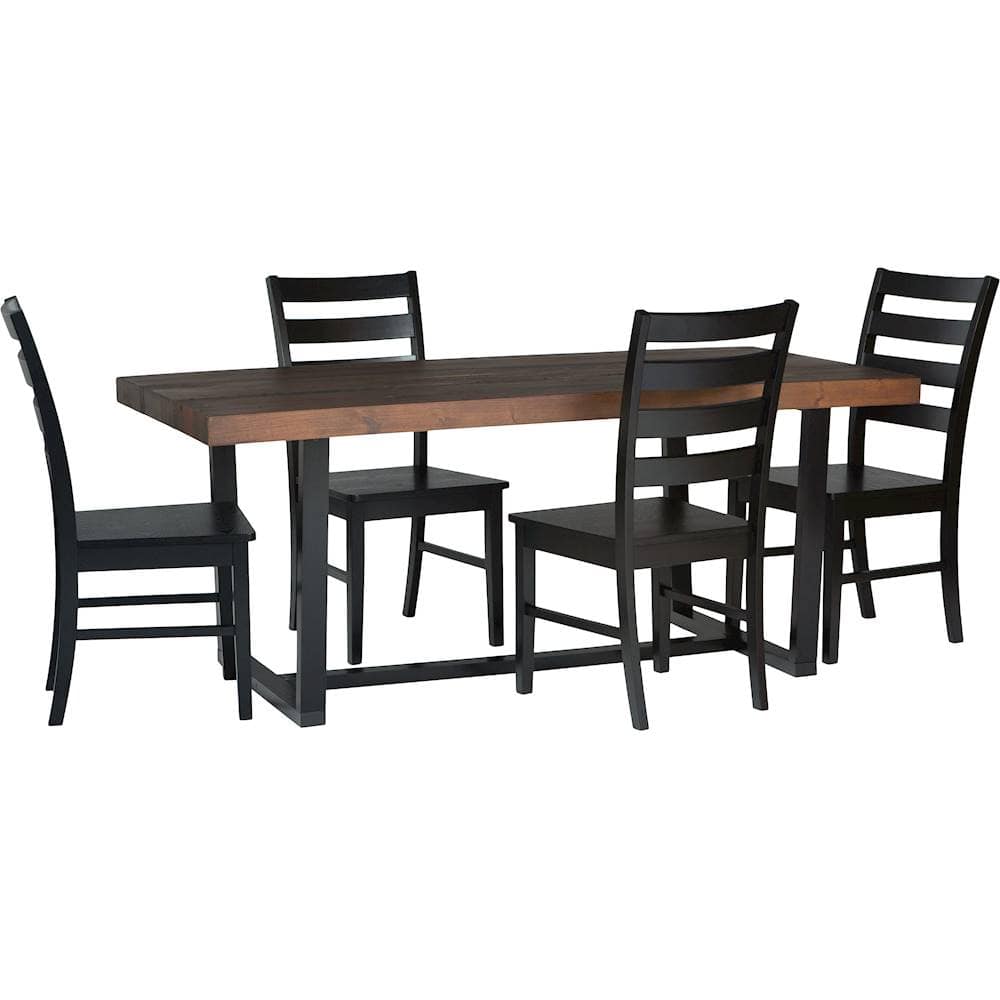 Angle View: Walker Edison - Rectangular Farmhouse Dining Table (Set of 5) - Mahogany/Black