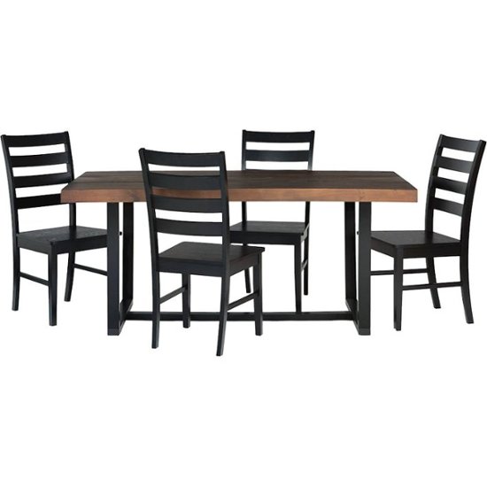 Walker Edison Rectangular Farmhouse Dining Table Set Of 5 Mahogany Black Bb72dslbma 5 Best Buy