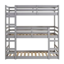 Walker Edison - Transitional 44" Twin-Size Triple Bunk Bed - Gray - Front_Zoom