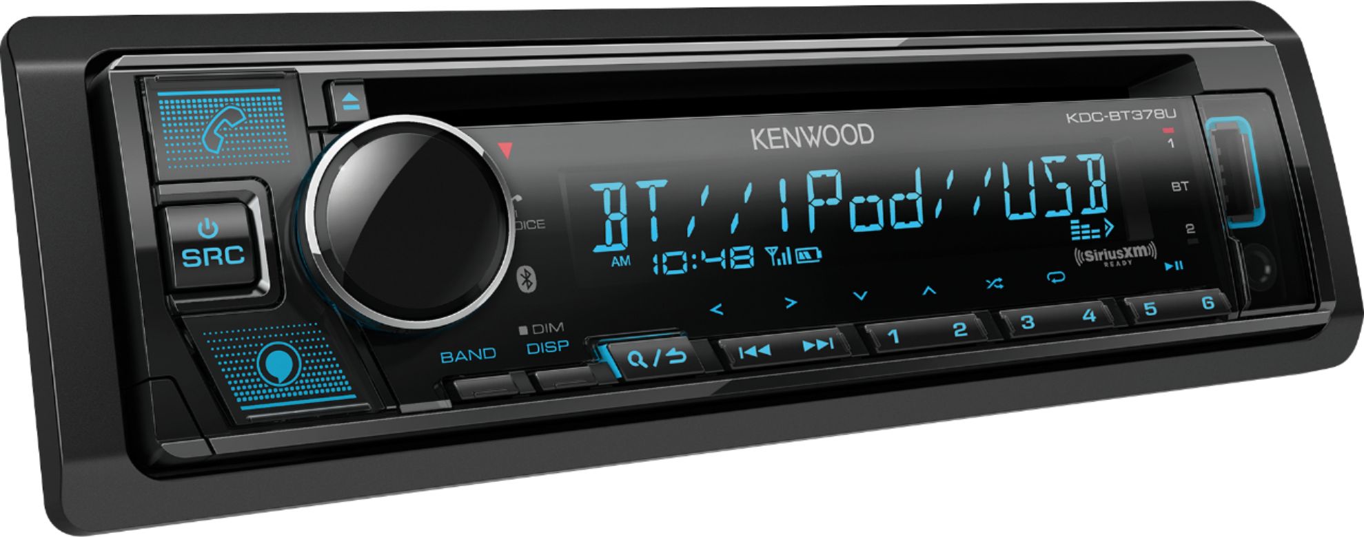 Angle View: Kenwood - In-Dash CD/DM Receiver - Built-in Bluetooth - Satellite Radio-Ready with Detachable Faceplate - Black