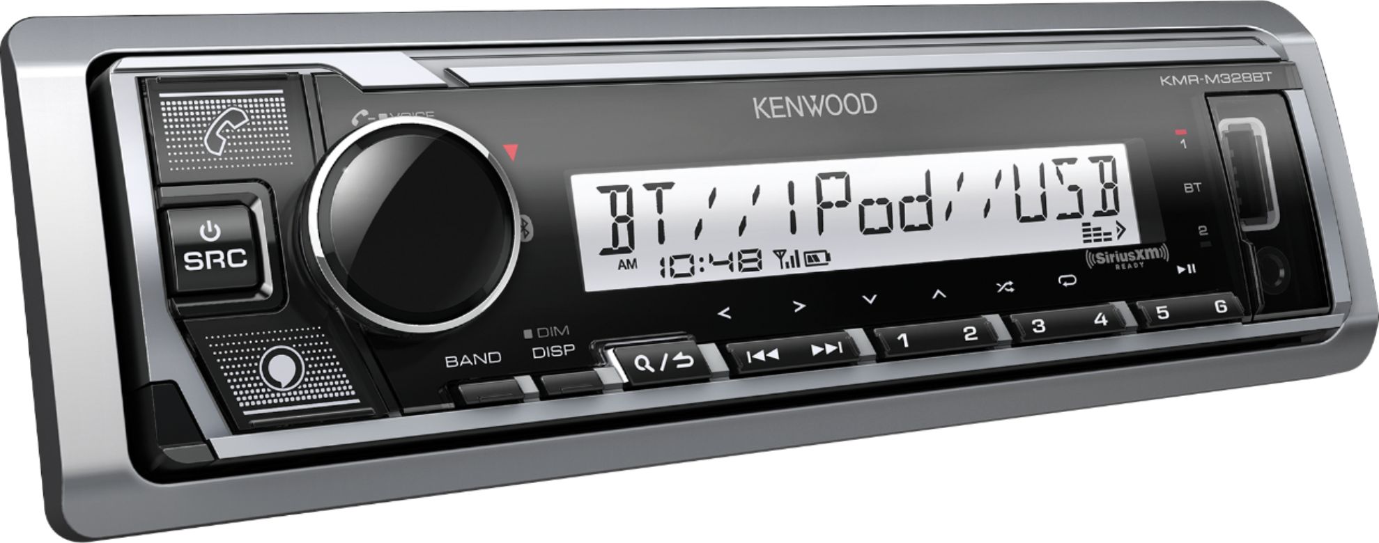 Angle View: Kenwood - In-Dash Digital Media Receiver - Built-in Bluetooth - Satellite Radio-Ready with Detachable Faceplate - Silver
