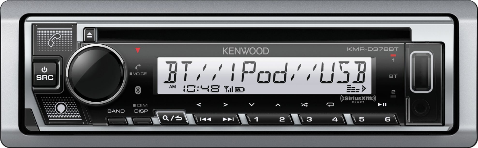 Kenwood - In-Dash CD/DM Receiver - Built-in Bluetooth - Satellite Radio-Ready with Detachable Faceplate - Silver