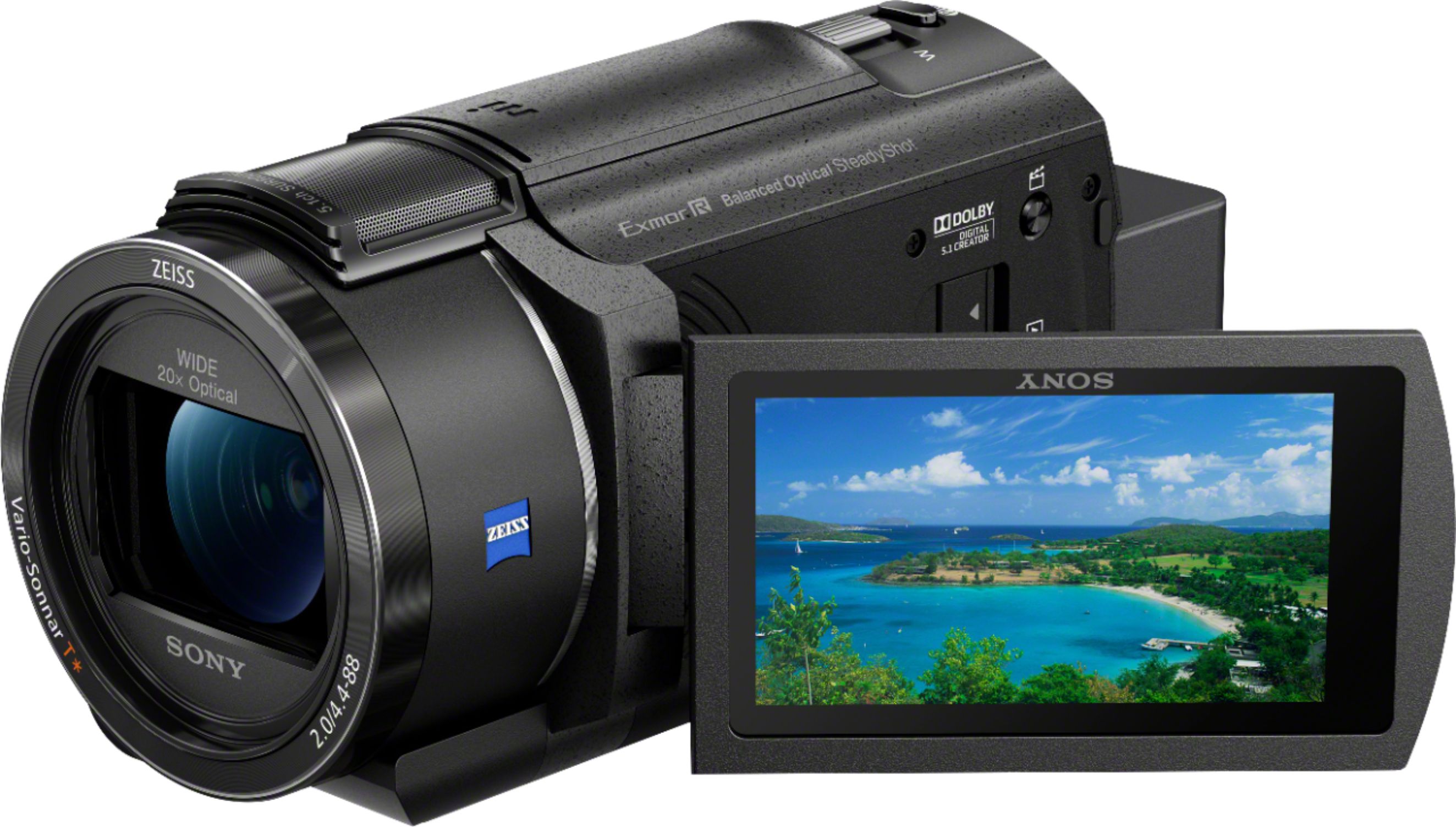 Left View: Sony - Handycam AX43 4K Camcorder - Black