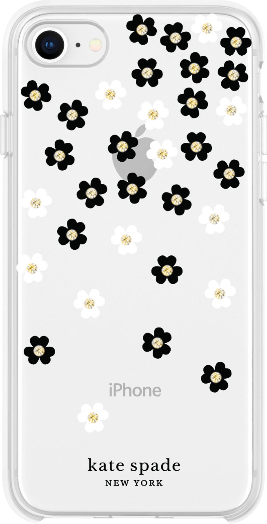 Best Buy: kate spade new york Protective Hardshell Case for Apple® iPhone®  6, 6s, 7, 8 and SE (2nd generation) Scattered Flowers Black/White/Gold  Gems/Clear KSIPH-068-SFLBW