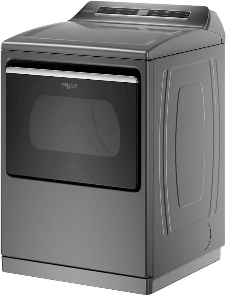 Left View: Whirlpool - 7.4 Cu. Ft. Smart Electric Dryer with Steam - Chrome shadow