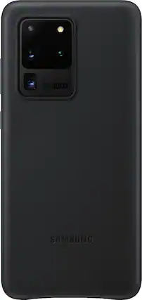 Front. Samsung - Leather Back Cover Case for Samsung Galaxy S20 Ultra 5G - Black.