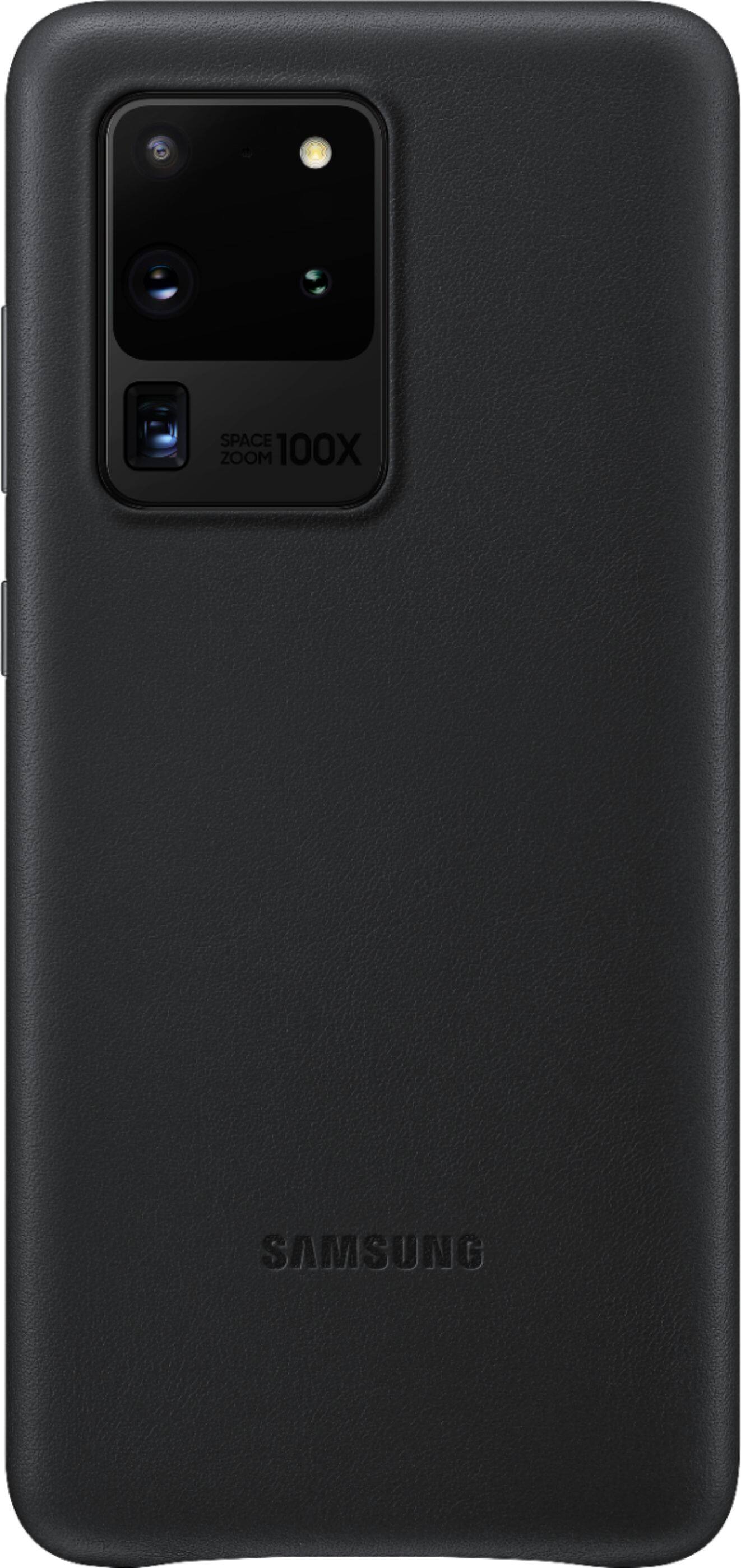 Front. Samsung - Leather Back Cover Case for Samsung Galaxy S20 Ultra 5G - Black.