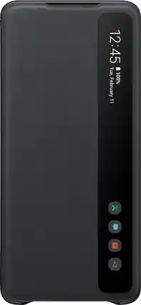 Front. Samsung - S-View Flip Cover Case for Samsung Galaxy S20+ 5G - Black.