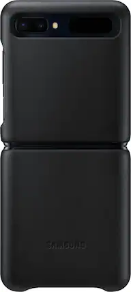 Front. Samsung - Flip Leather Cover Case for Samsung Galaxy Z Flip - Black.