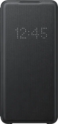Front. Samsung - LED Wallet Cover Case for Samsung Galaxy S20 Ultra 5G - Black.