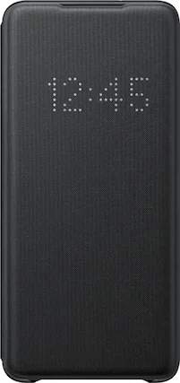 Front. Samsung - LED Wallet Cover Case for Samsung Galaxy S20+ 5G - Black.