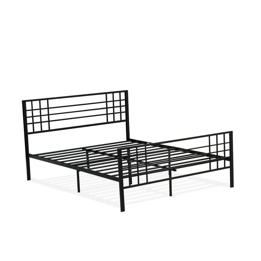 Back. East West Furniture - Tyler Bed Frame with 9 Metal Legs - High-class Bed in Powder Coating Black Color - Black.